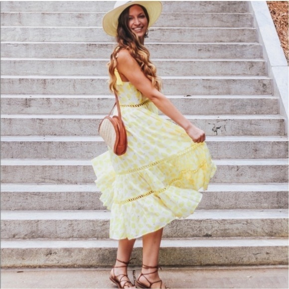 Mer + Lune Lemon Midi flowy ruffled Dress - Picture 2 of 14